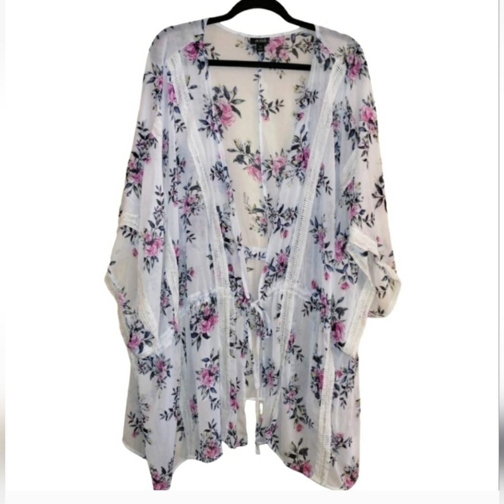 Ana Flowy Floral Kimono Coquette Fairy Boho Y2K Festival Floral Flowy 4X Plus